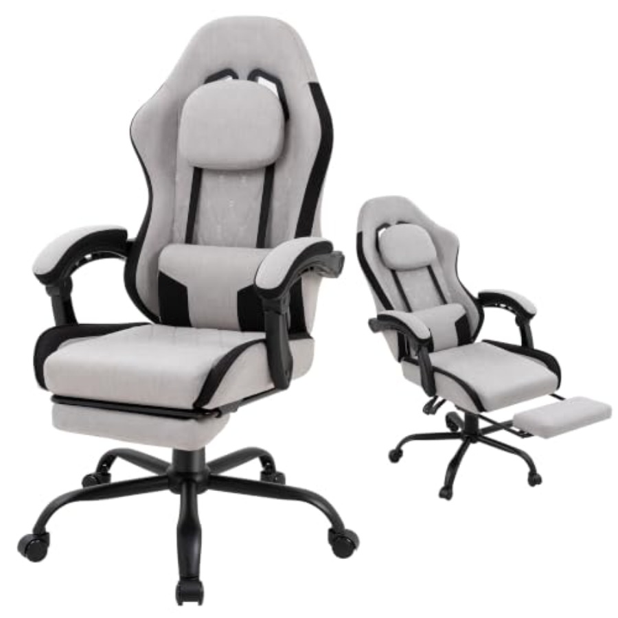 Gaming Chair Cushion - Gaming Chair for Adults: Fabric, Grey,
