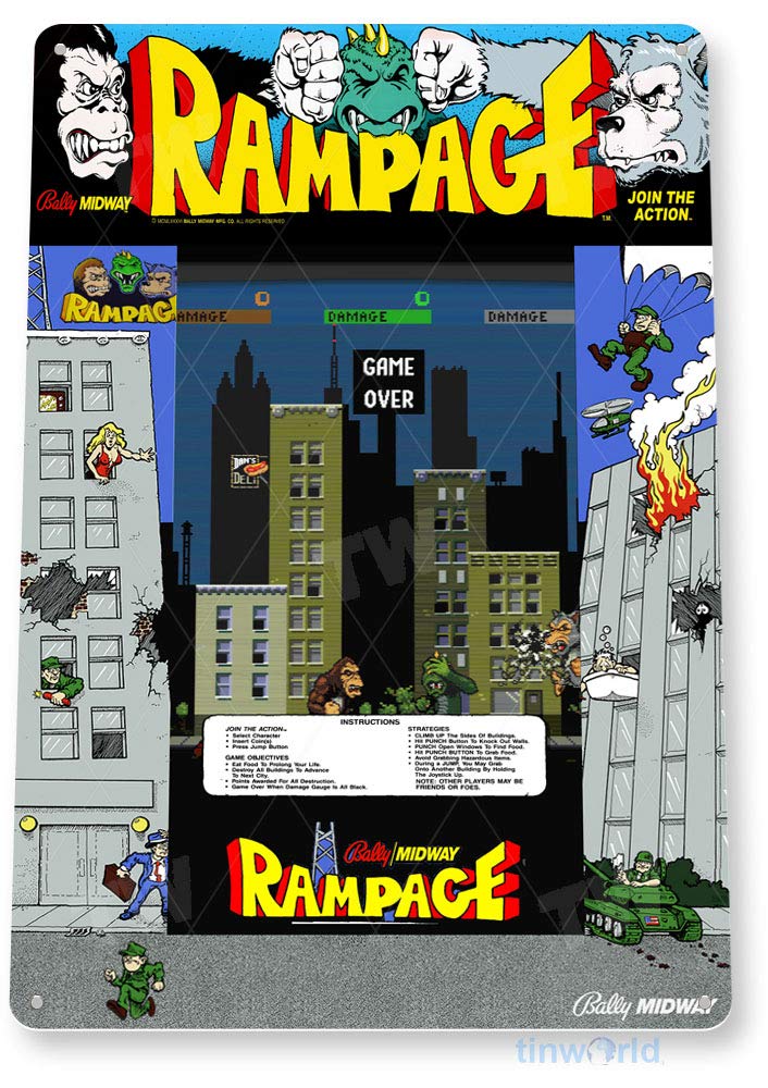 TIN SIGN Rampage Arcade Sign G - đánh giá và giá Gaming Console Shop