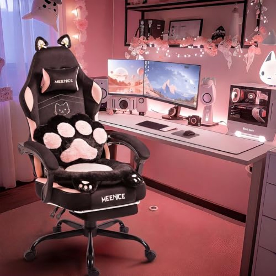 Pink gaming chair with cat ear - đánh giá và giá Gaming Chair Cushion